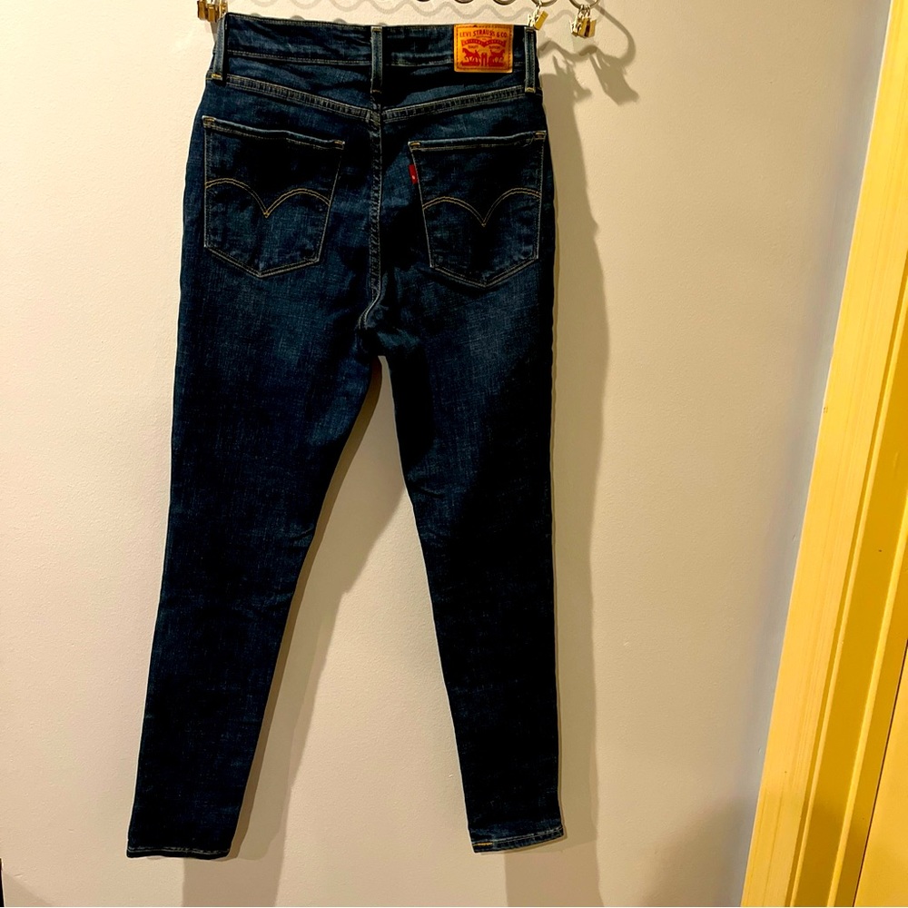 Levis Strauss 721 Jeans Womens Size 29 High Rise Skinny Denim Dark Blue